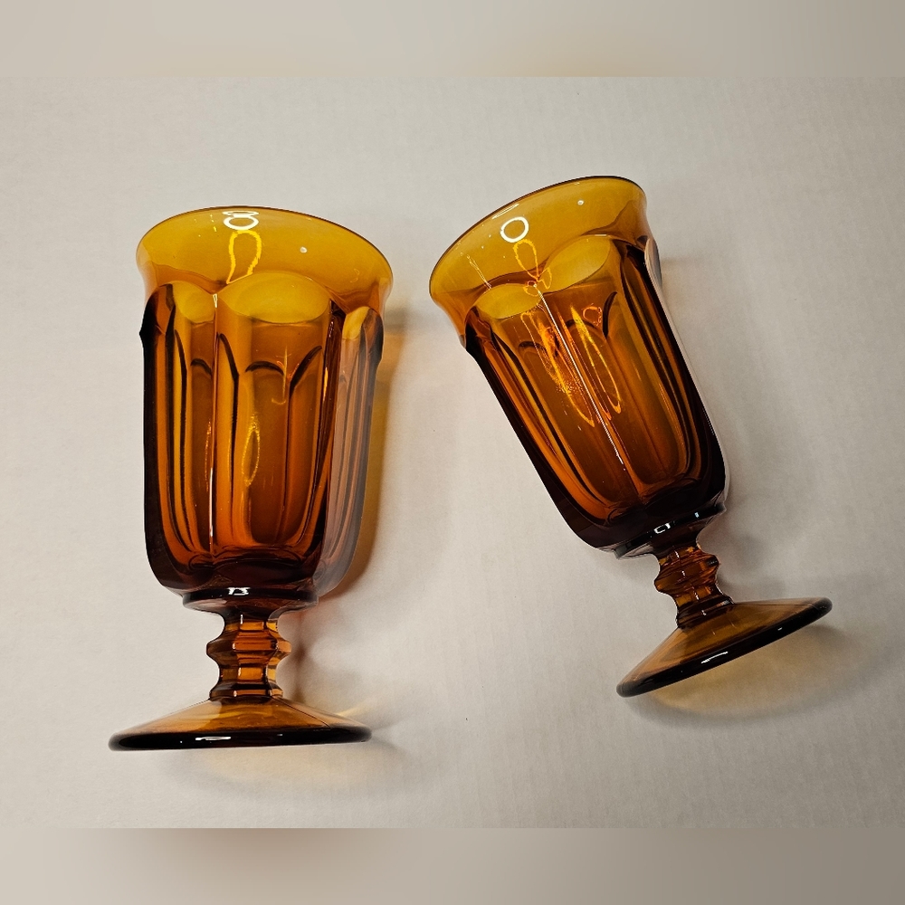 [#2] (2) Tea Glasses - Imperial Glass Ohio: Old Williamsburg Amber - Picture 5 of 13